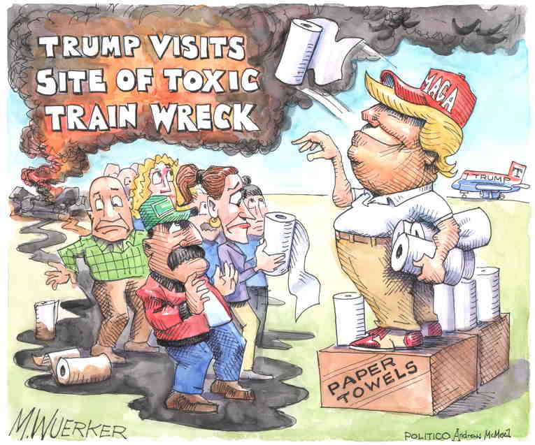 Political/Editorial Cartoon by Matt Wuerker, Politico on Toxic Train Angers Residents