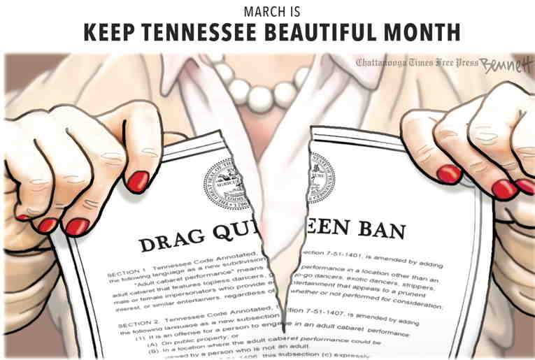 Political/Editorial Cartoon by Clay Bennett, Chattanooga Times Free Press on Republicans Target Drag Shows