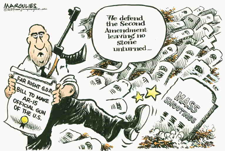 Political/Editorial Cartoon by Jimmy Margulies, King Features on GOP Honors Assault Weapons