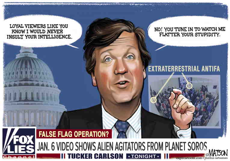 Political/Editorial Cartoon by RJ Matson, Cagle Cartoons on Carlson Doubles Down