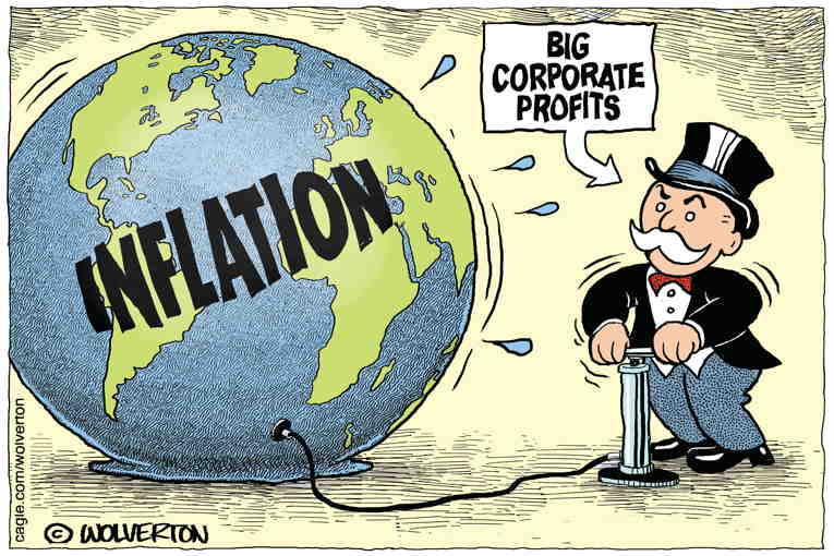 Political/Editorial Cartoon by Monte Wolverton, Cagle Cartoons on Inflation Slows Slightly