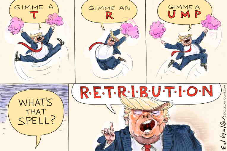 Political/Editorial Cartoon by Ed Wexler, PoliticalCartoons.com on Trump Confident