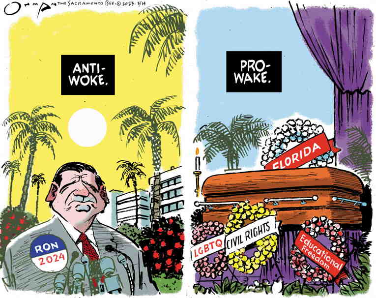 Political/Editorial Cartoon by Jack Ohman, The Oregonian on Republicans Go for Woke