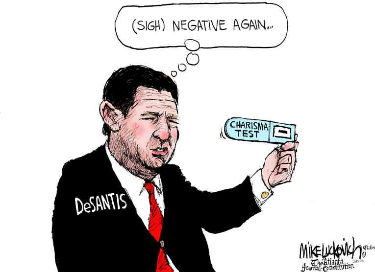 Political/Editorial Cartoon by Mike Luckovich, Atlanta Journal-Constitution on DeSantis Attacks Democracy