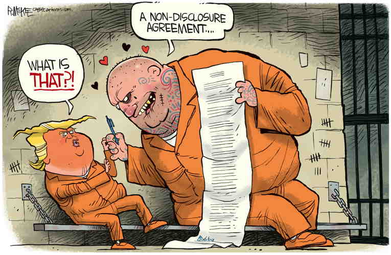 Political/Editorial Cartoon by Rick McKee, The Augusta Chronicle on Trump Predicts His Arrest