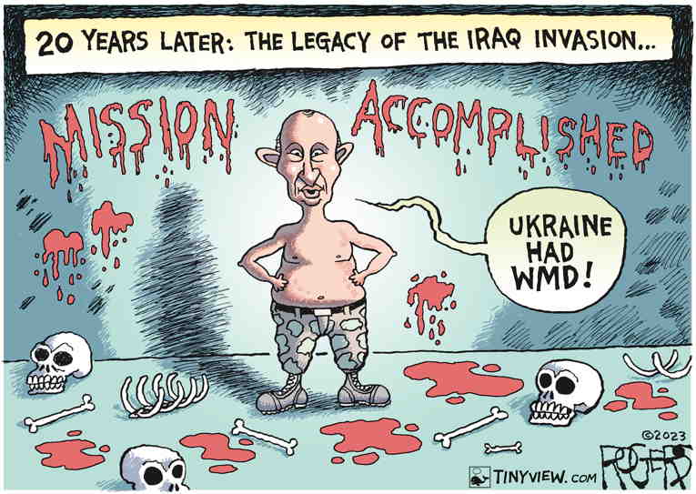 Political/Editorial Cartoon by Rob Rogers on Putin Promises Russian Victory