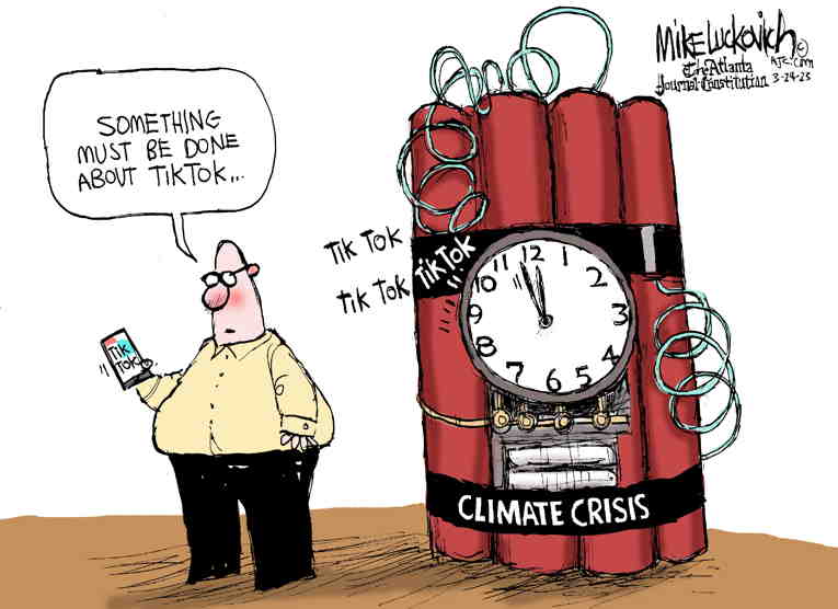 Political/Editorial Cartoon by Mike Luckovich, Atlanta Journal-Constitution on Climate Crisis Worsens