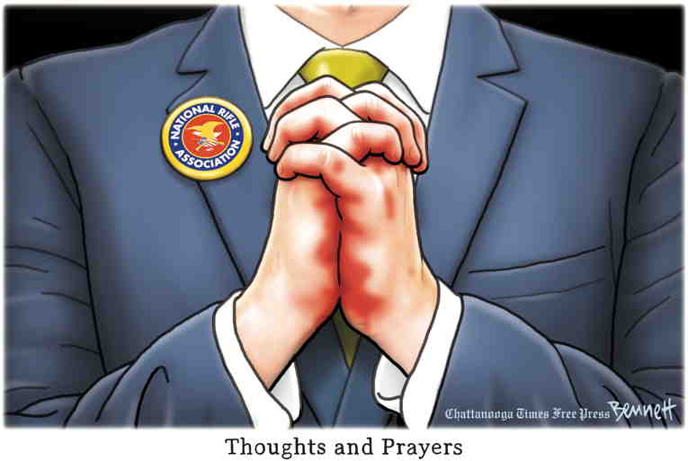 Political/Editorial Cartoon by Clay Bennett, Chattanooga Times Free Press on School Shooting Kills 6