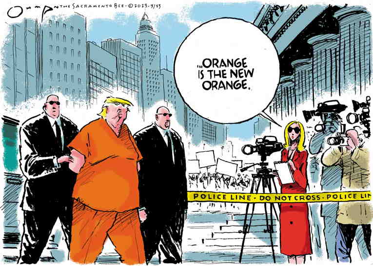 Political/Editorial Cartoon by Jack Ohman, The Oregonian on Trump Anticipates His Arrest