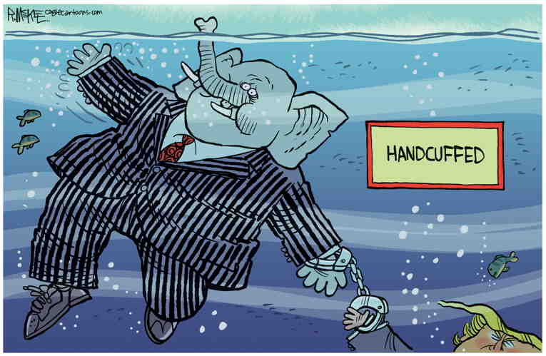 Political/Editorial Cartoon by Rick McKee, The Augusta Chronicle on GOP Moves Further Right