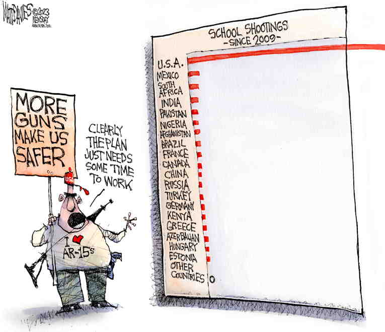 Political/Editorial Cartoon by Matt Davies, Journal News on Gun Safety Measures Debated