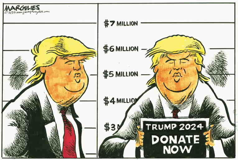 Political/Editorial Cartoon by Jimmy Margulies, The Record, New Jersey on Donald Trump Indicted