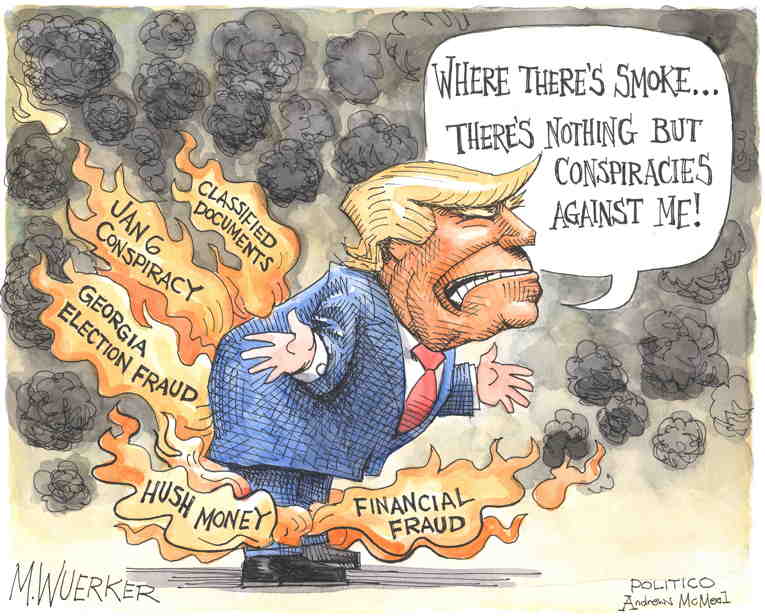 Political/Editorial Cartoon by Matt Wuerker, Politico on Donald Trump Indicted