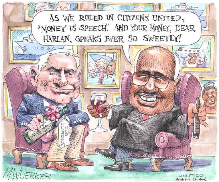 Political/Editorial Cartoon by Matt Wuerker, Politico on Supreme Corruption Uncovered