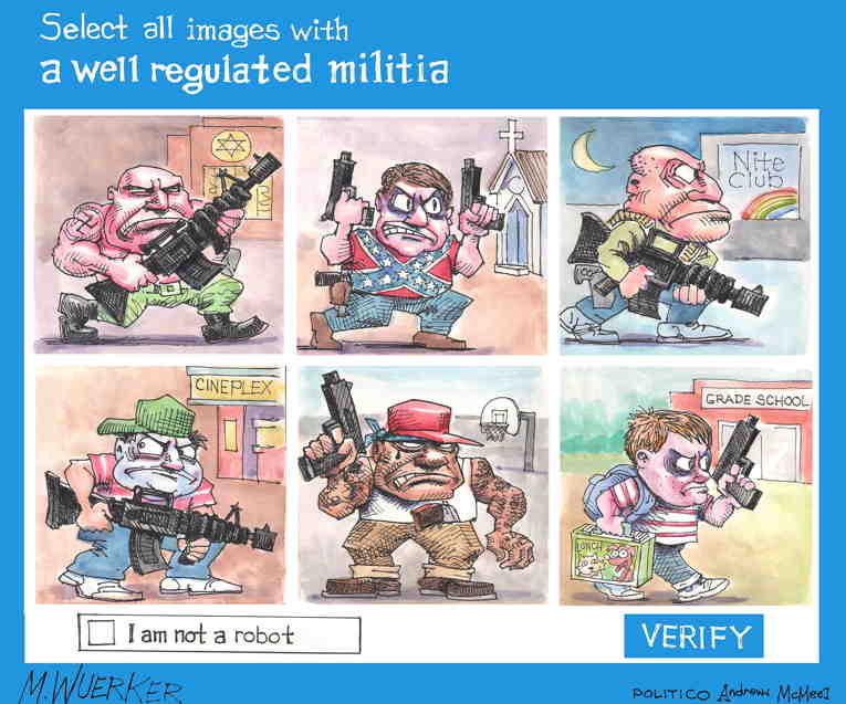 Political/Editorial Cartoon by Matt Wuerker, Politico on GOP Doubles Down on Guns