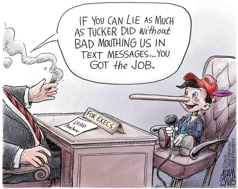 Political/Editorial Cartoon by Adam Zyglis, The Buffalo News on Tucker Looking for Work