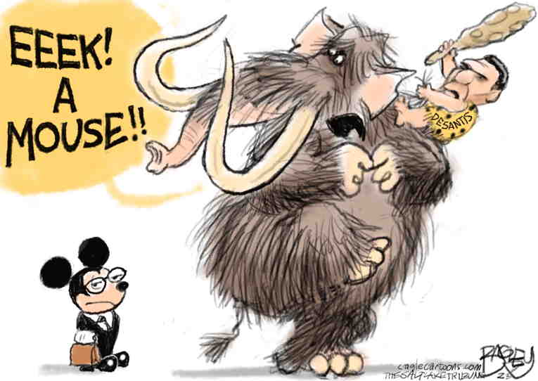 Political/Editorial Cartoon by Pat Bagley, Salt Lake Tribune on Disney Sues DeSantis