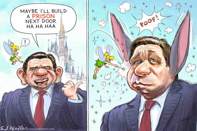 Political/Editorial Cartoon by Ed Wexler, PoliticalCartoons.com on Disney Sues DeSantis