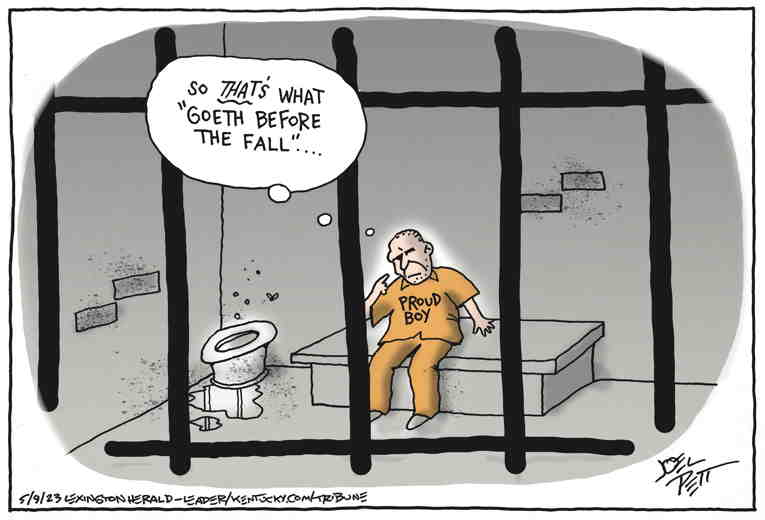 Political/Editorial Cartoon by Joel Pett, Lexington Herald-Leader, CWS/CartoonArts Intl. on Proud Boys Convicted