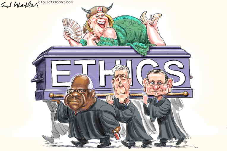 Political/Editorial Cartoon by Ed Wexler, PoliticalCartoons.com on Supreme Court Held in Contempt