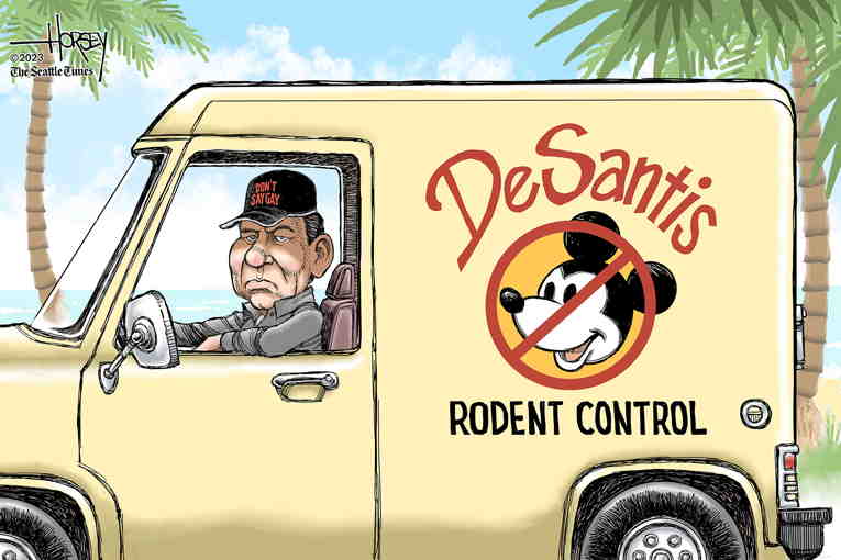Political/Editorial Cartoon by David Horsey on DeSantis Slipped a Mickey