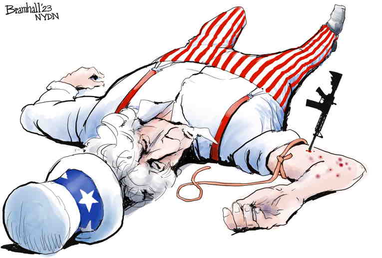 Political/Editorial Cartoon by Bill Bramhall, New York Daily News on Mass Shootings Surge