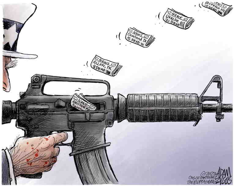Political/Editorial Cartoon by Adam Zyglis, The Buffalo News on Mass Shootings Surge