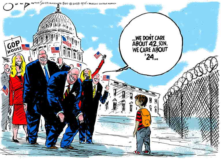 Political/Editorial Cartoon by Jack Ohman, The Oregonian on Immigration Policy Changes