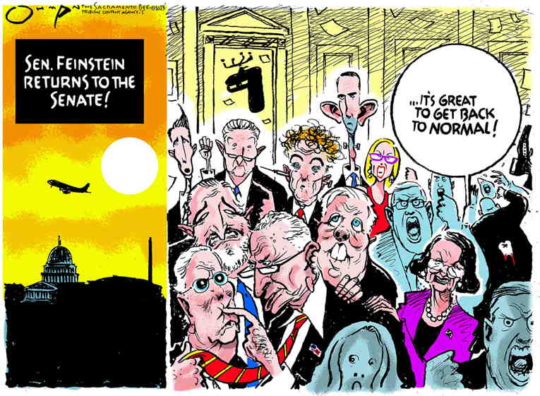 Political/Editorial Cartoon by Jack Ohman, The Oregonian on Feinstein Still Alive