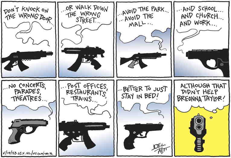 Political/Editorial Cartoon by Joel Pett, Lexington Herald-Leader, CWS/CartoonArts Intl. on More Mass Shootings