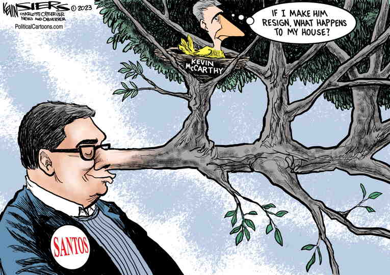 Political Cartoon on 'Santos Maintains Innocence' by Kevin Siers ...