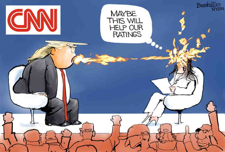 Political/Editorial Cartoon by Bill Bramhall, New York Daily News on CNN Sells Out