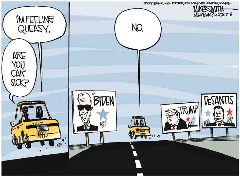 Political/Editorial Cartoon by Mike Smith, Las Vegas Sun on 2024 Race Heats Up