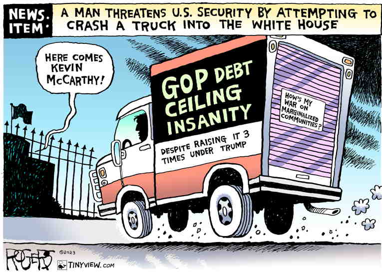 Political/Editorial Cartoon by Rob Rogers on McCarthy, GOP Declare War