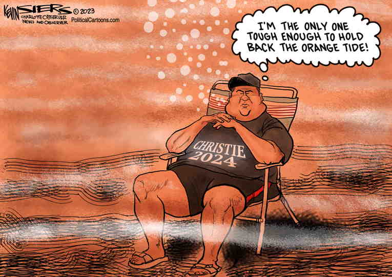 Political/Editorial Cartoon by Kevin Siers, Charlotte Observer on Christie, Pence Join Race