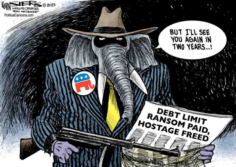 Political/Editorial Cartoon by Kevin Siers, Charlotte Observer on Debt Deal Reached