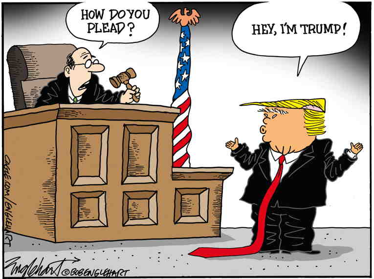 Political/Editorial Cartoon by Bob Engelhart, Hartford Courant on Trump Indicted