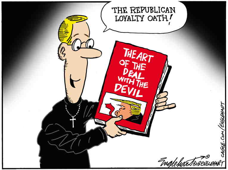 Political/Editorial Cartoon by Bob Engelhart, Hartford Courant on Republicans Attack DOJ