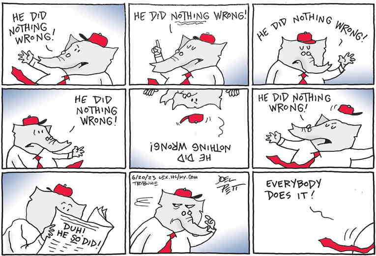 Political/Editorial Cartoon by Joel Pett, Lexington Herald-Leader, CWS/CartoonArts Intl. on Republicans Attack DOJ