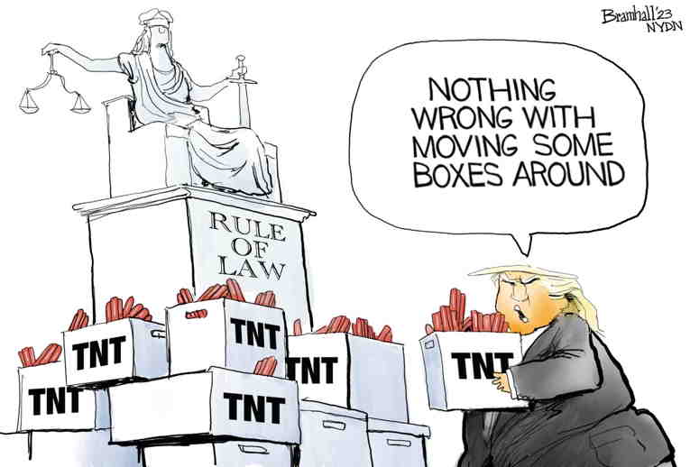 Political/Editorial Cartoon by Bill Bramhall, New York Daily News on Trump Confessess