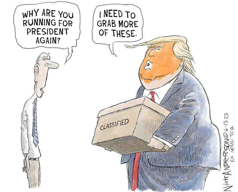 Political/Editorial Cartoon by Nick Anderson, Houston Chronicle on Trump Confessess