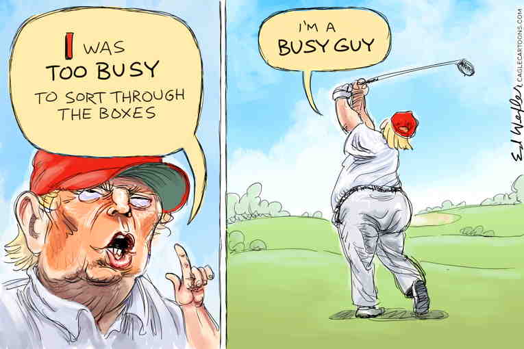 Political/Editorial Cartoon by Ed Wexler, PoliticalCartoons.com on Trump Confessess