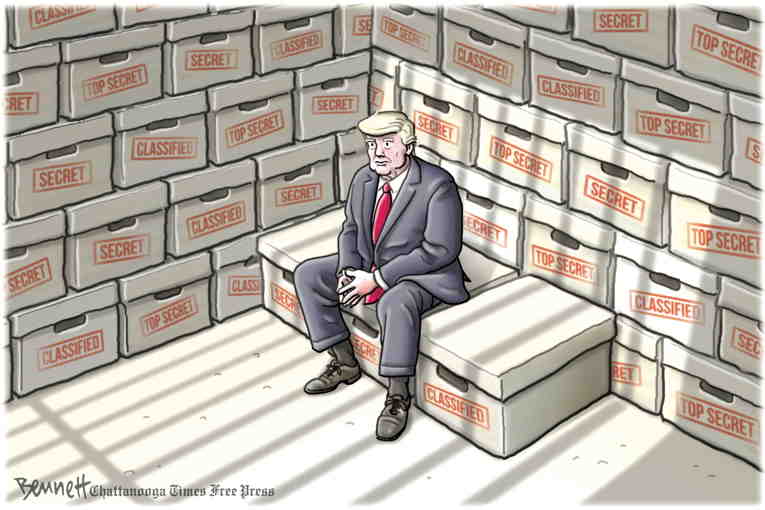 Political/Editorial Cartoon by Clay Bennett, Chattanooga Times Free Press on Trump Confessess