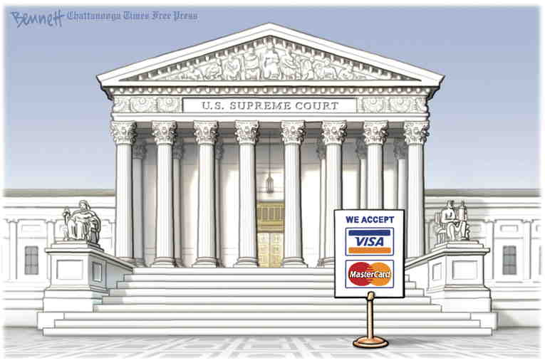 Political/Editorial Cartoon by Clay Bennett, Chattanooga Times Free Press on Supreme Impropriety