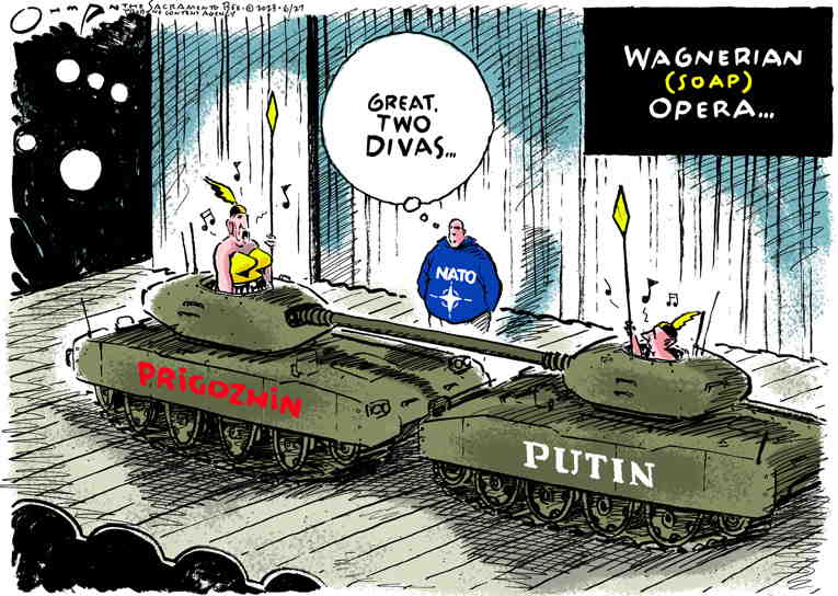 Political/Editorial Cartoon by Jack Ohman, The Oregonian on Chaos in Russia