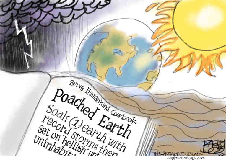 Political/Editorial Cartoon by Pat Bagley, Salt Lake Tribune on Earth Sizzles