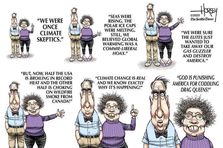 Political/Editorial Cartoon by David Horsey on Republicans Not Alarmed