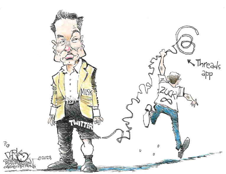 Political/Editorial Cartoon by John Darkow, Columbia Daily Tribune, Missouri on It’s Musk vs. Zuck