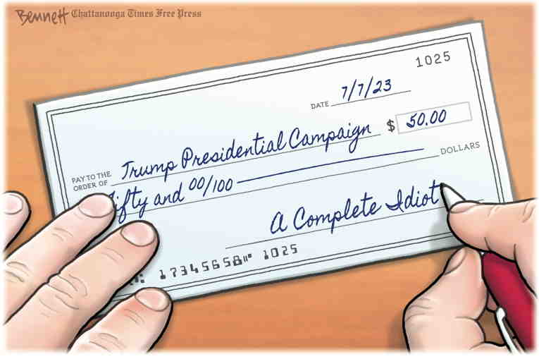 Political/Editorial Cartoon by Clay Bennett, Chattanooga Times Free Press on Trump Steps Up Campaign