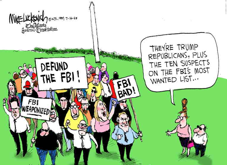 Political/Editorial Cartoon by Mike Luckovich, Atlanta Journal-Constitution on GOP Claims Weaponization of DOJ